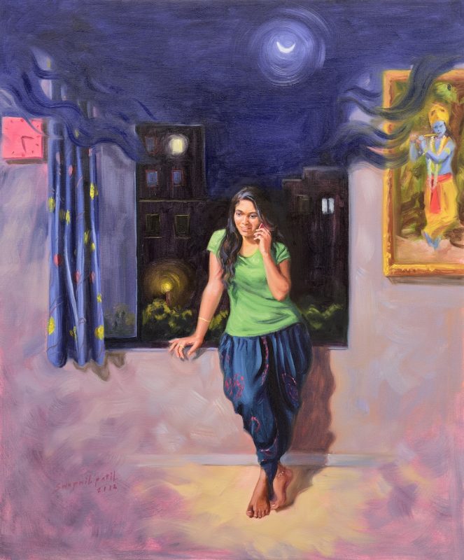 bol radha 36x30 in oil on canvas rs 85000