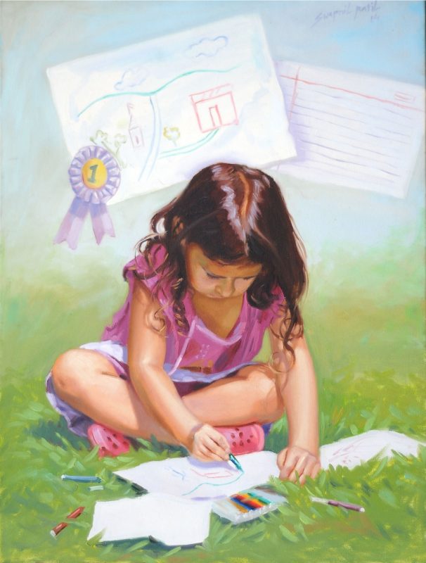 intress 24x18inch oil on canvas price-35000