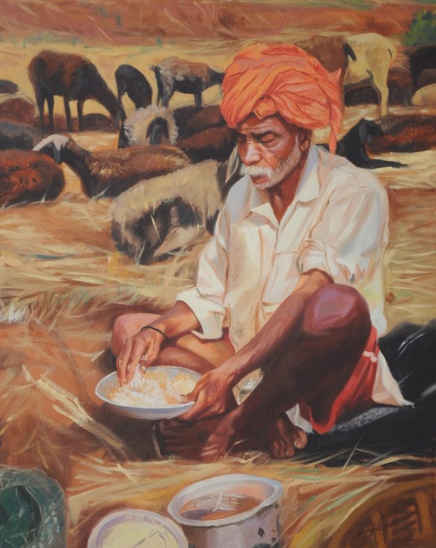 lunch 30x24inch oil on canvas price-45000