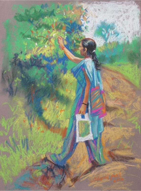 sarika 15x11inch pestal on paper sold