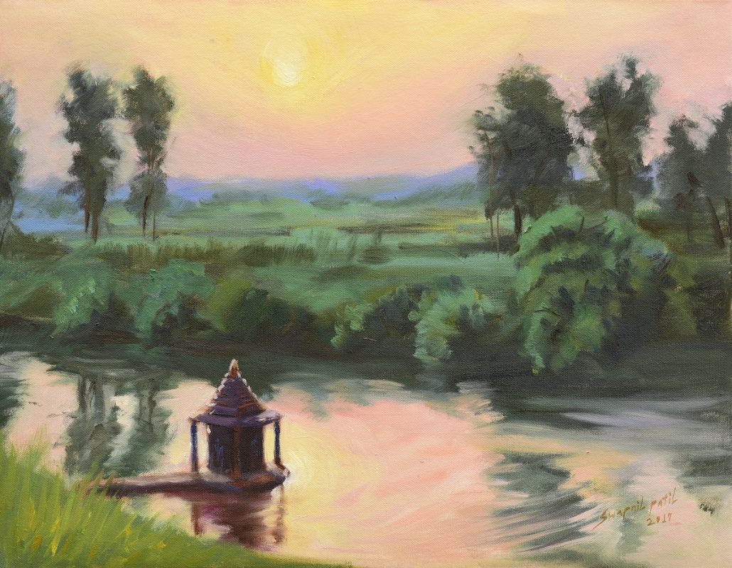 suryasta 17x21 in oil on canvas rs 30000